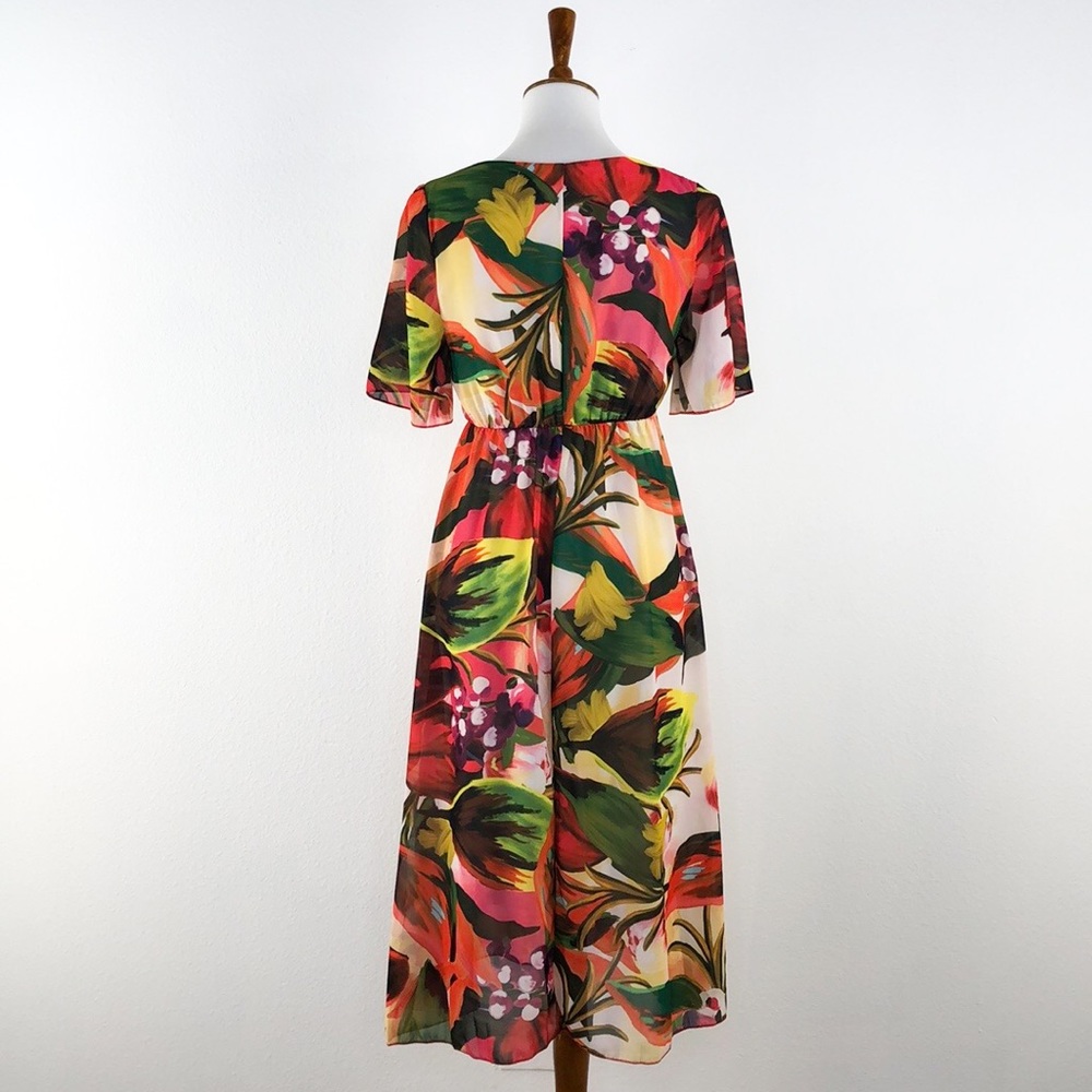 Coolples Multi Color Tropical Print Midi Dress - Picture 4 of 8